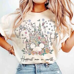 Happiest Mom On Earth Shirt, Disney Tinker Bell Magical Castle Flower